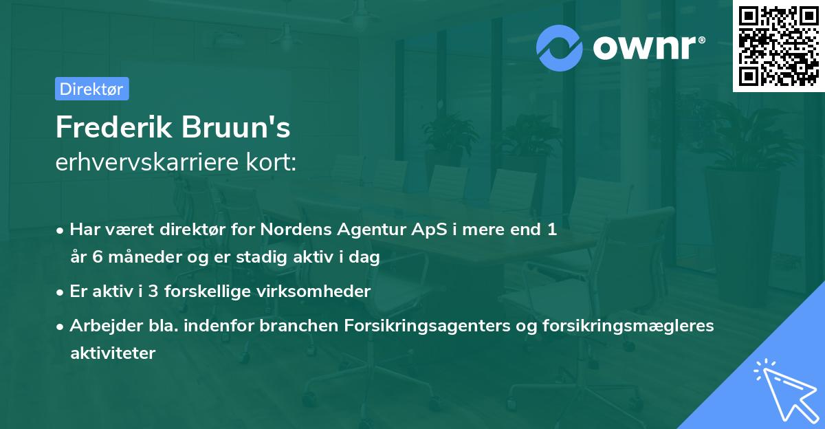 Frederik Bruun's erhvervskarriere kort