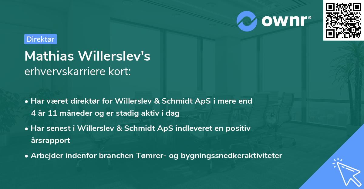 Mathias Willerslev's erhvervskarriere kort