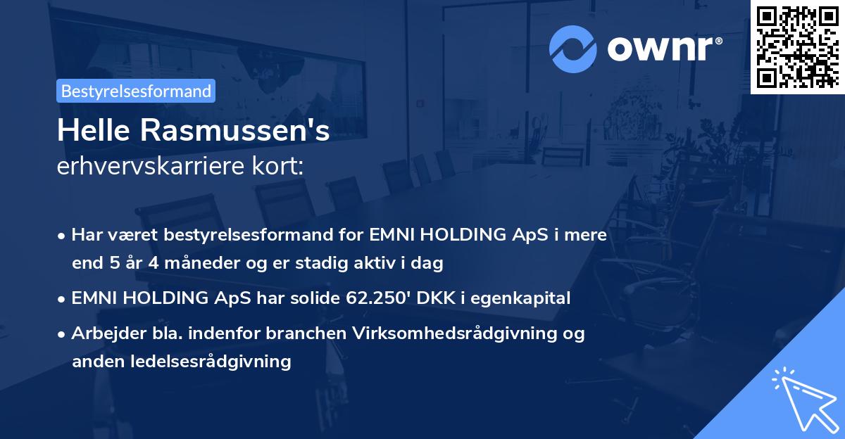 Helle Rasmussen's erhvervskarriere kort