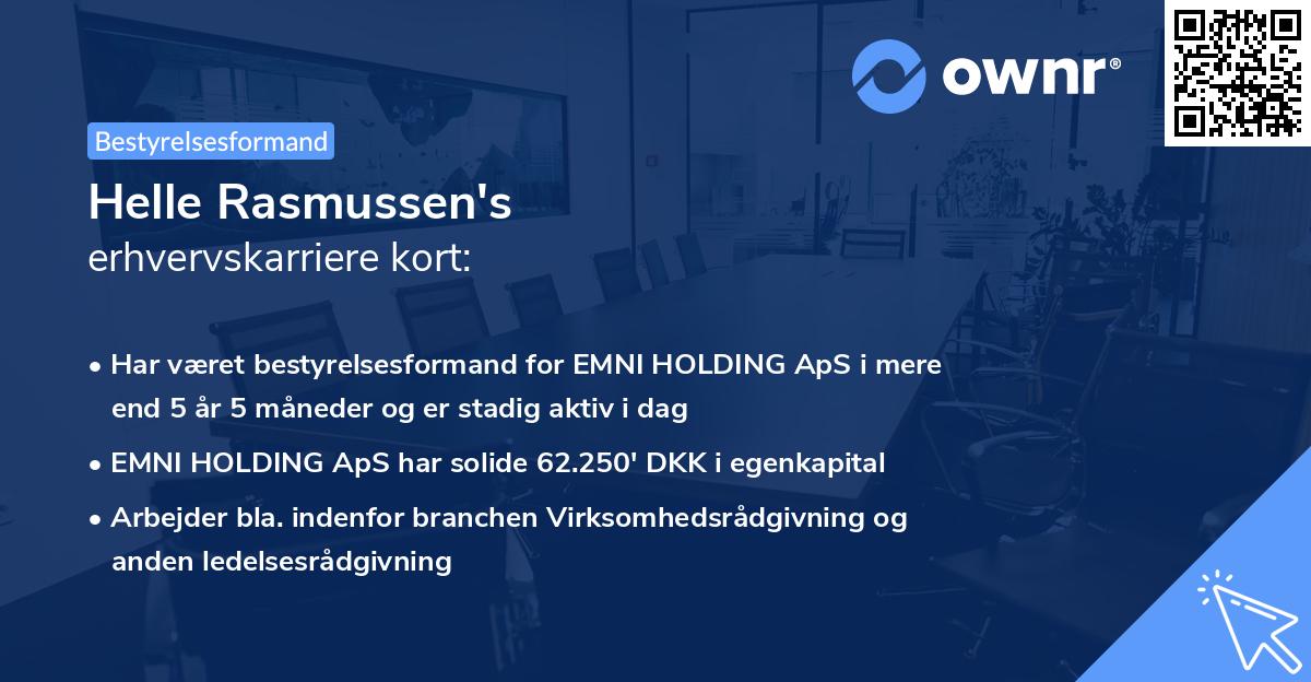 Helle Rasmussen's erhvervskarriere kort