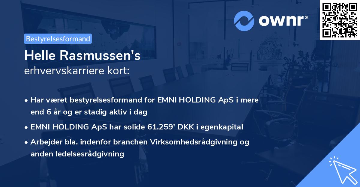 Helle Rasmussen's erhvervskarriere kort