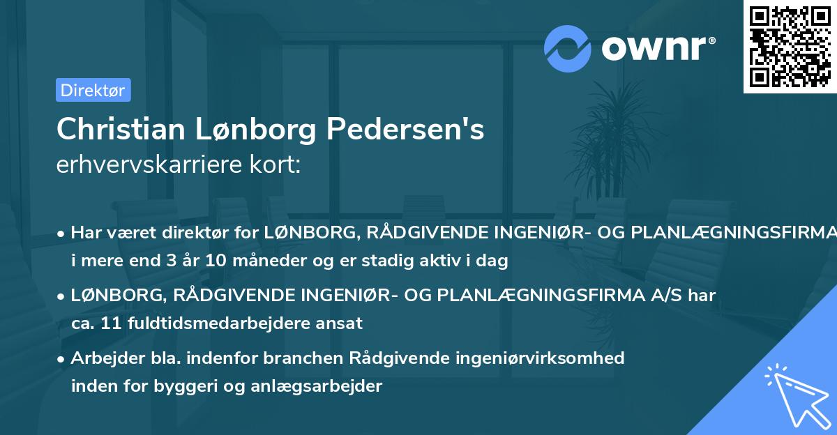 Christian Lønborg Pedersen's erhvervskarriere kort