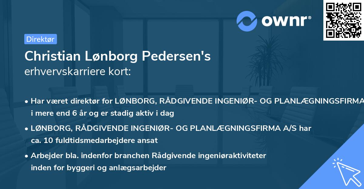 Christian Lønborg Pedersen's erhvervskarriere kort