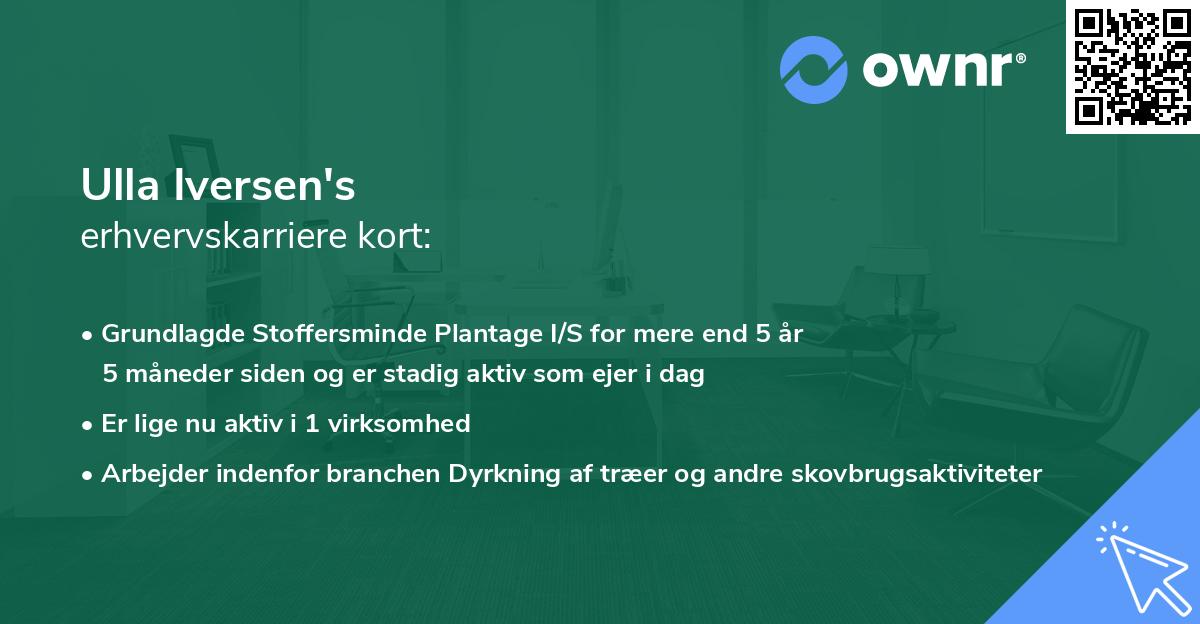 Ulla Iversen's erhvervskarriere kort