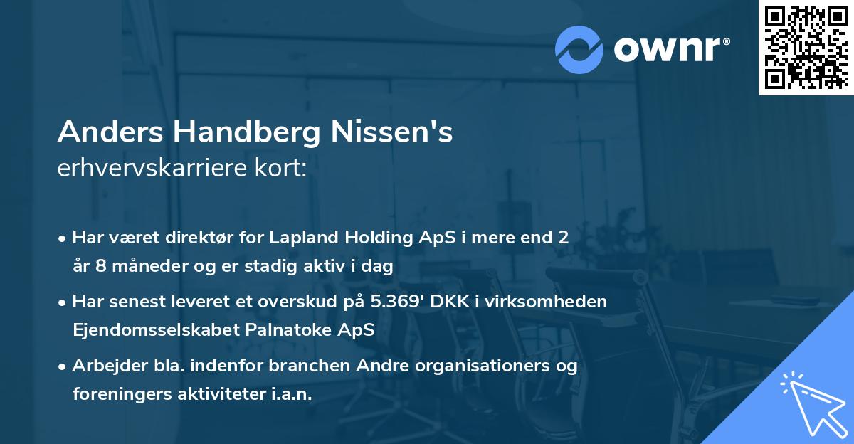 Anders Handberg Nissen's erhvervskarriere kort
