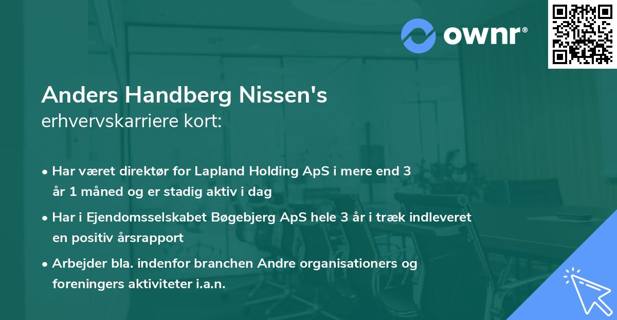 Anders Handberg Nissen's erhvervskarriere kort