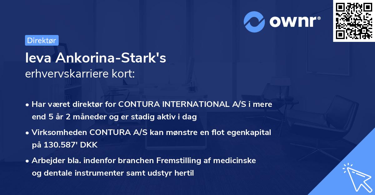 Ieva Ankorina-Stark's erhvervskarriere kort