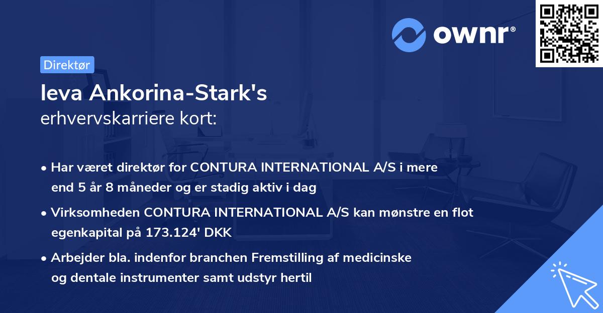 Ieva Ankorina-Stark's erhvervskarriere kort
