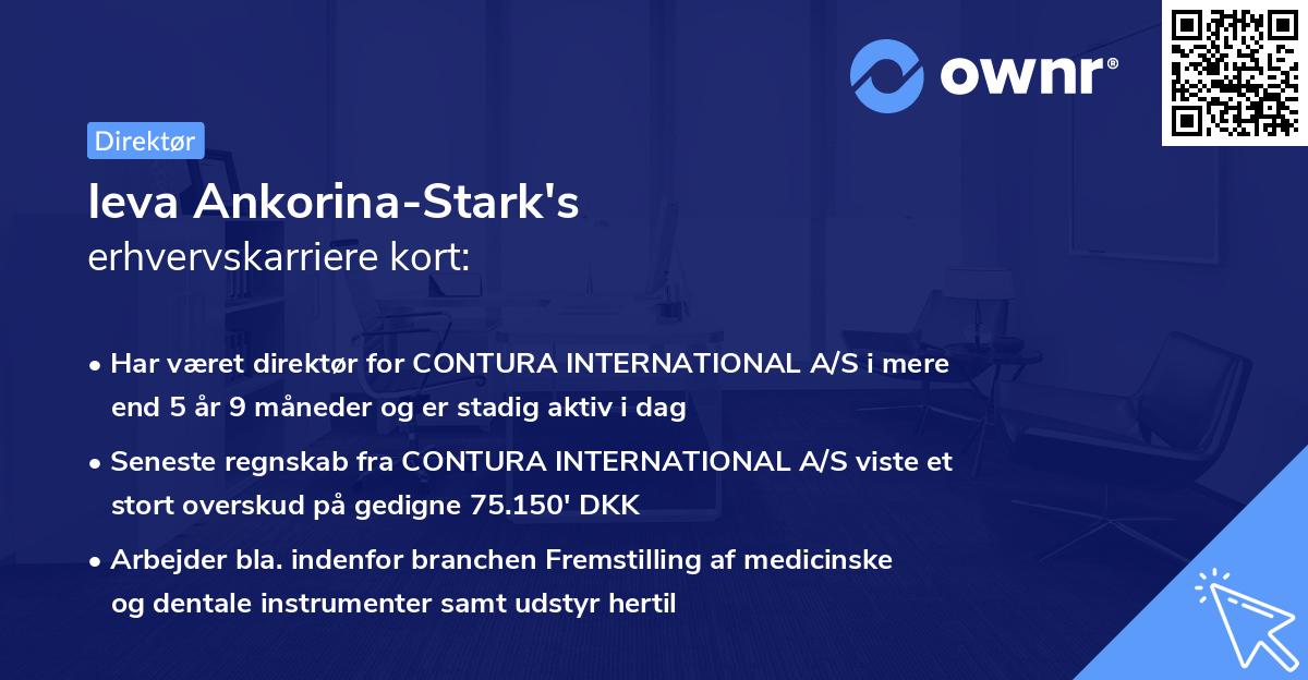 Ieva Ankorina-Stark's erhvervskarriere kort
