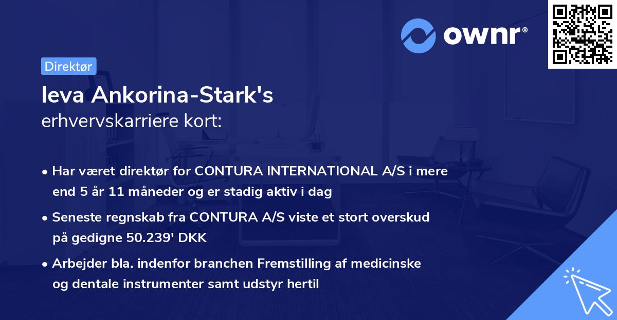 Ieva Ankorina-Stark's erhvervskarriere kort