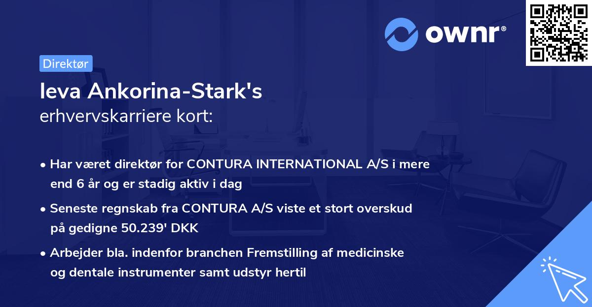 Ieva Ankorina-Stark's erhvervskarriere kort