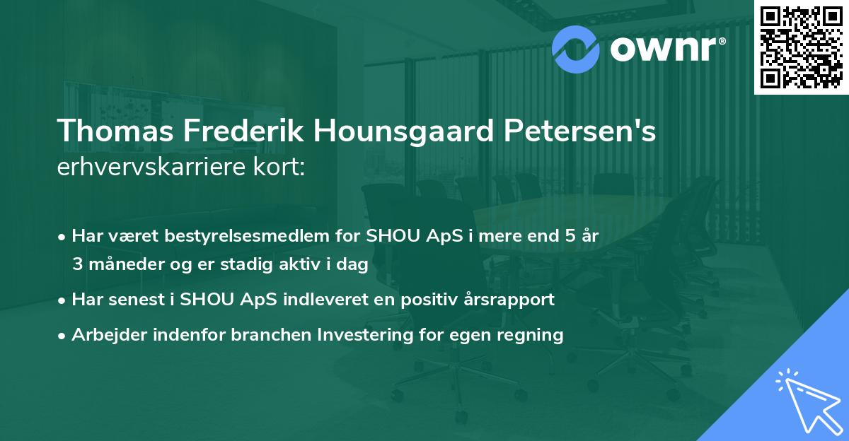 Thomas Frederik Hounsgaard Petersen's erhvervskarriere kort