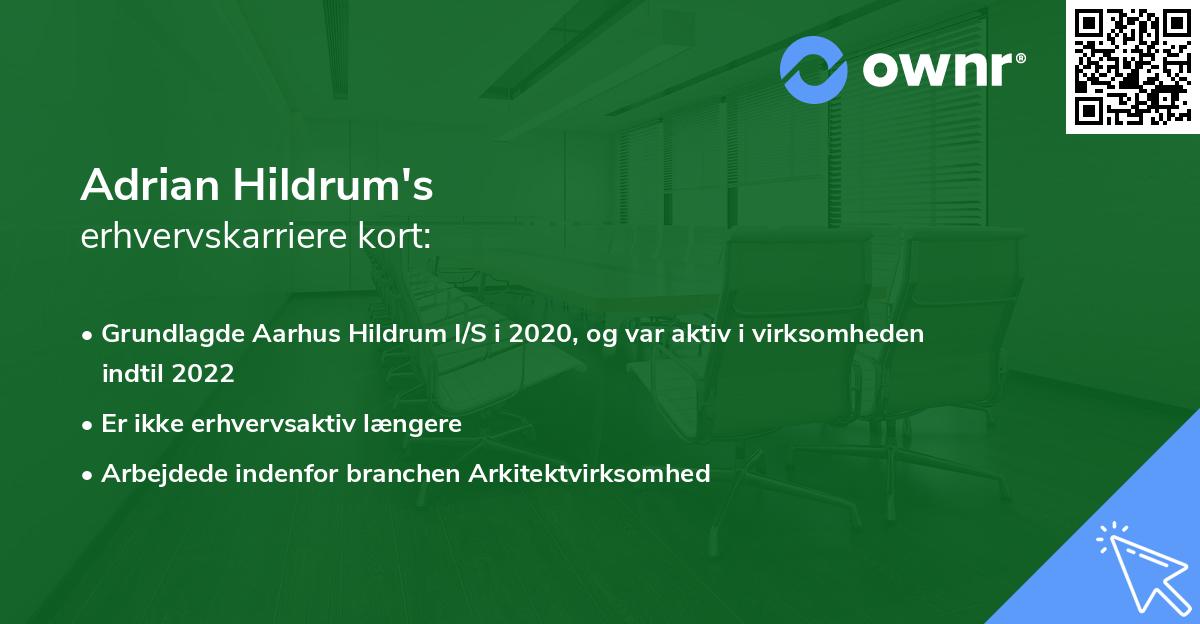 Adrian Hildrum's erhvervskarriere kort