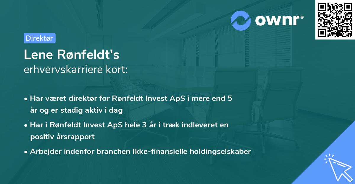 Lene Rønfeldt's erhvervskarriere kort