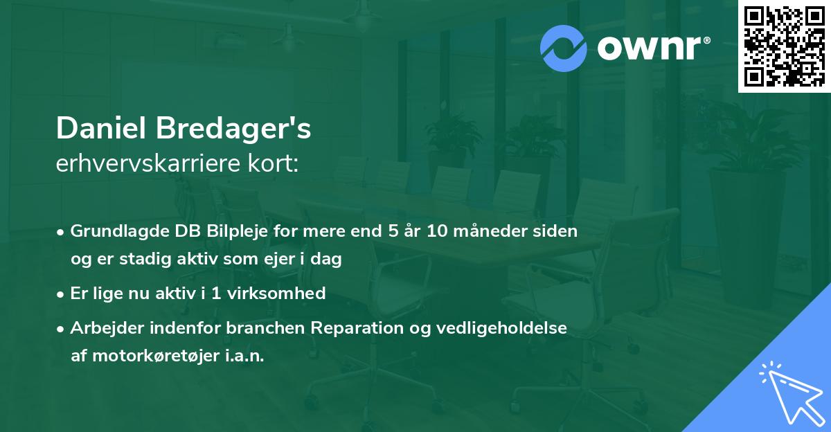 Daniel Bredager's erhvervskarriere kort