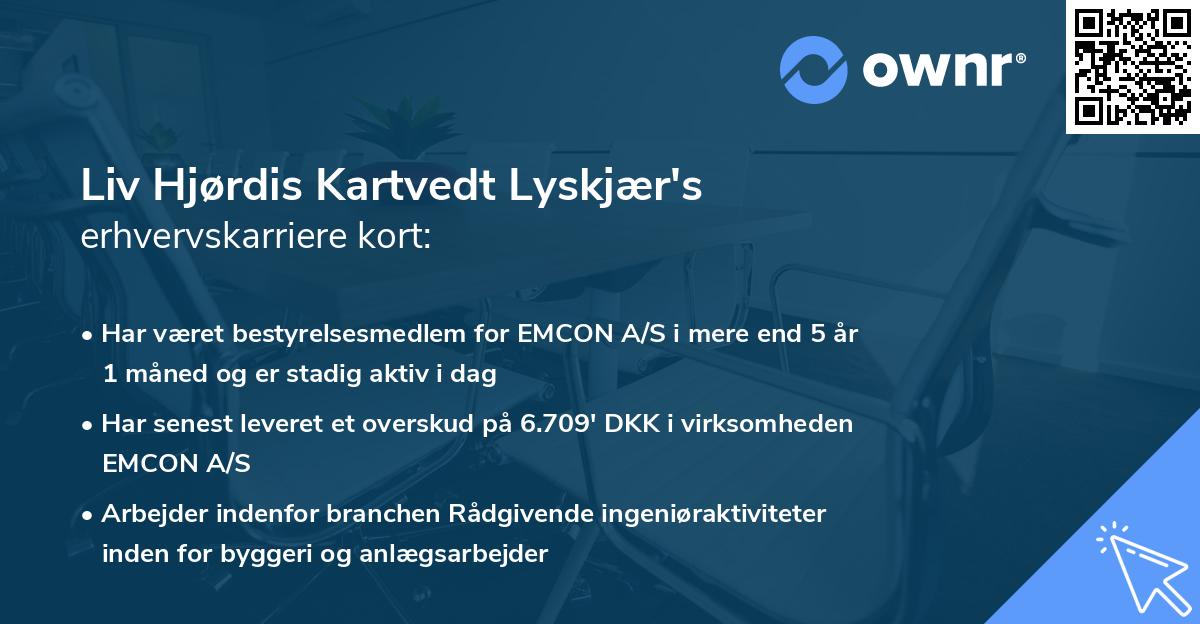 Liv Hjørdis Kartvedt Lyskjær's erhvervskarriere kort