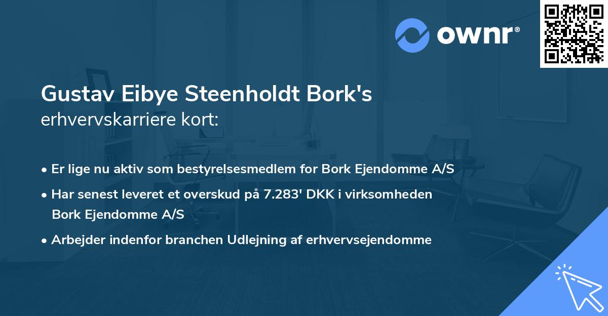 Gustav Eibye Steenholdt Bork's erhvervskarriere kort