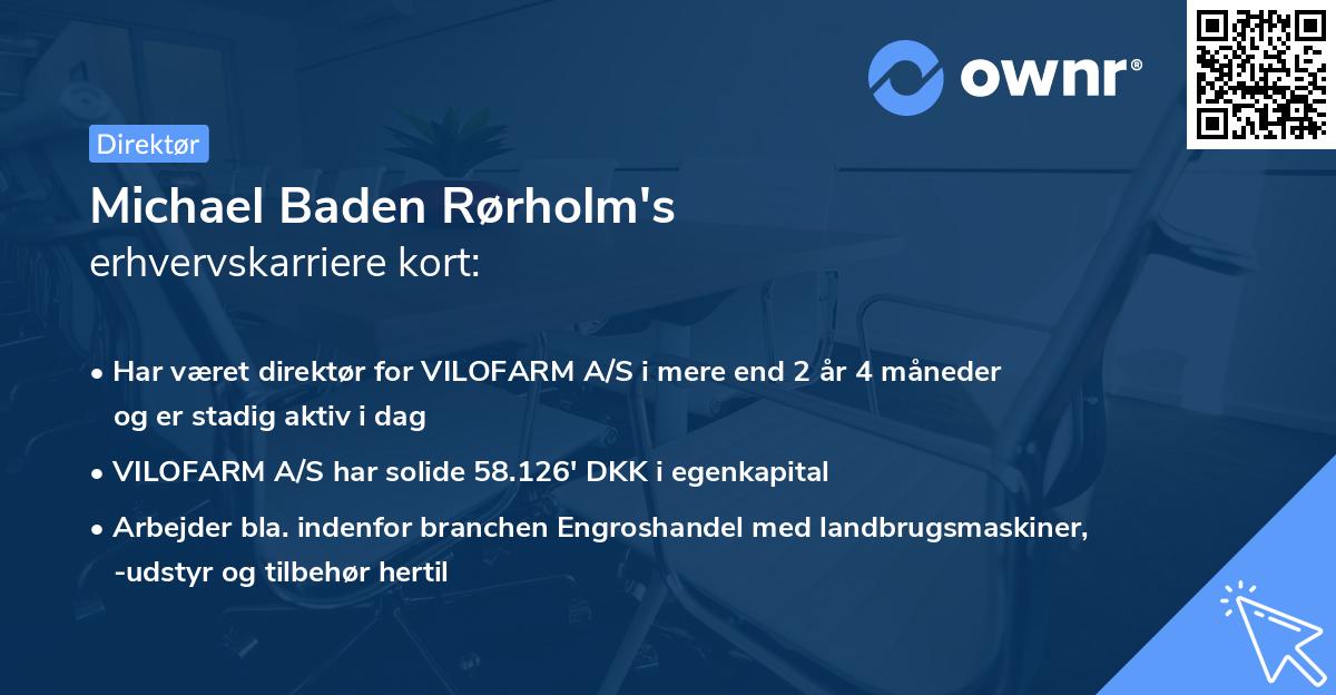 Michael Baden Rørholm's erhvervskarriere kort