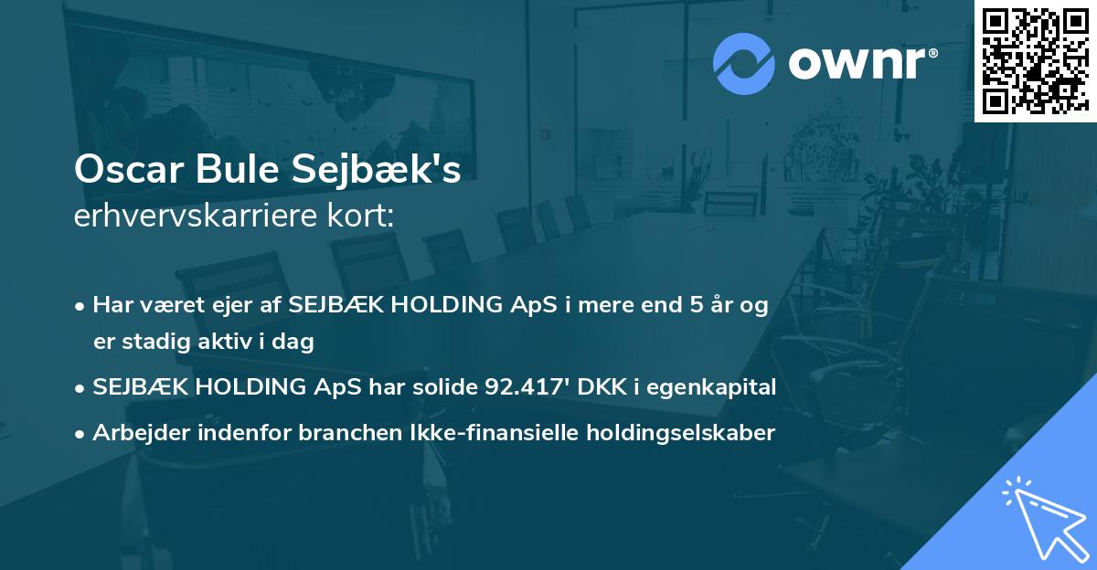 Oscar Bule Sejbæk's erhvervskarriere kort