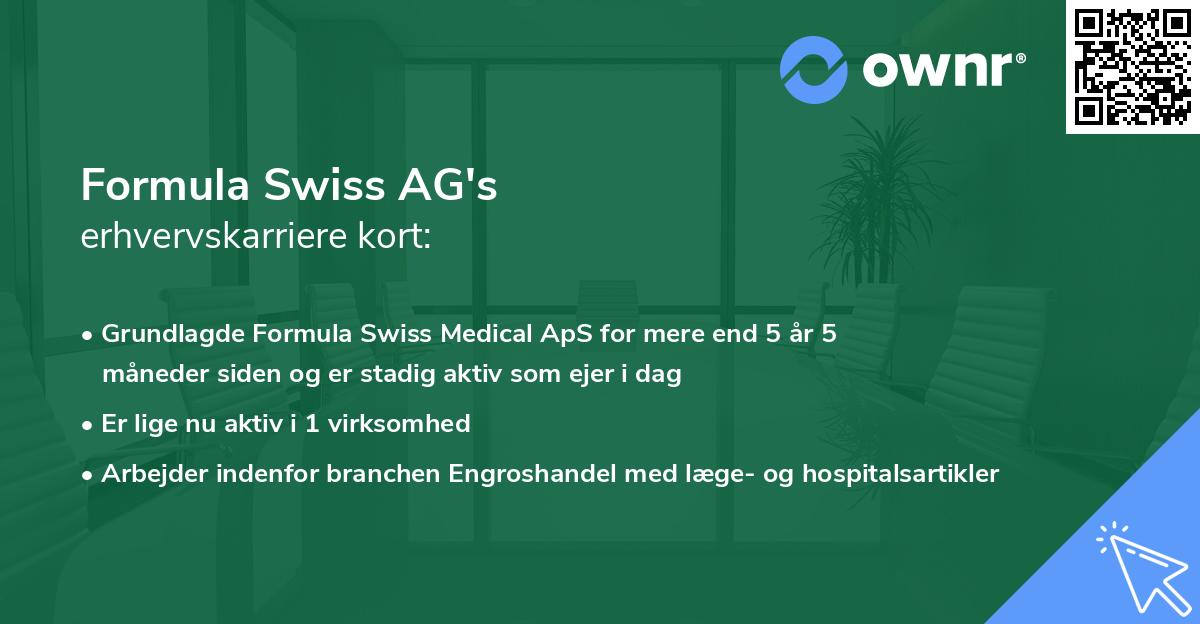 Formula Swiss AG's erhvervskarriere kort