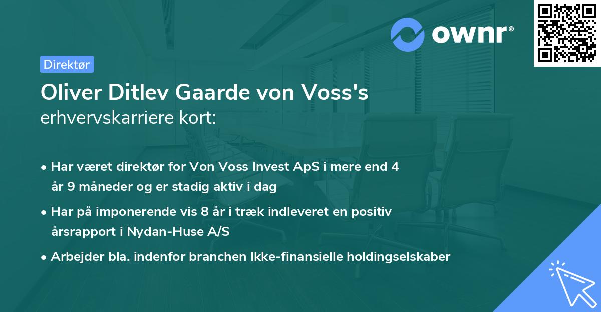Oliver Ditlev Gaarde von Voss's erhvervskarriere kort