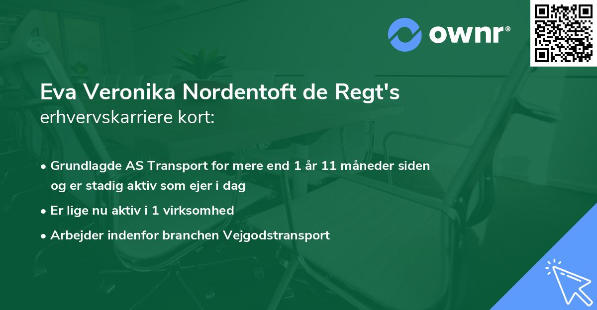Eva Veronika Nordentoft de Regt's erhvervskarriere kort