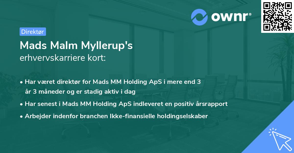 Mads Malm Myllerup's erhvervskarriere kort
