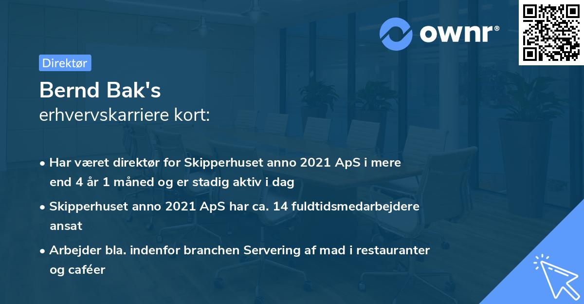 Bernd Bak's erhvervskarriere kort
