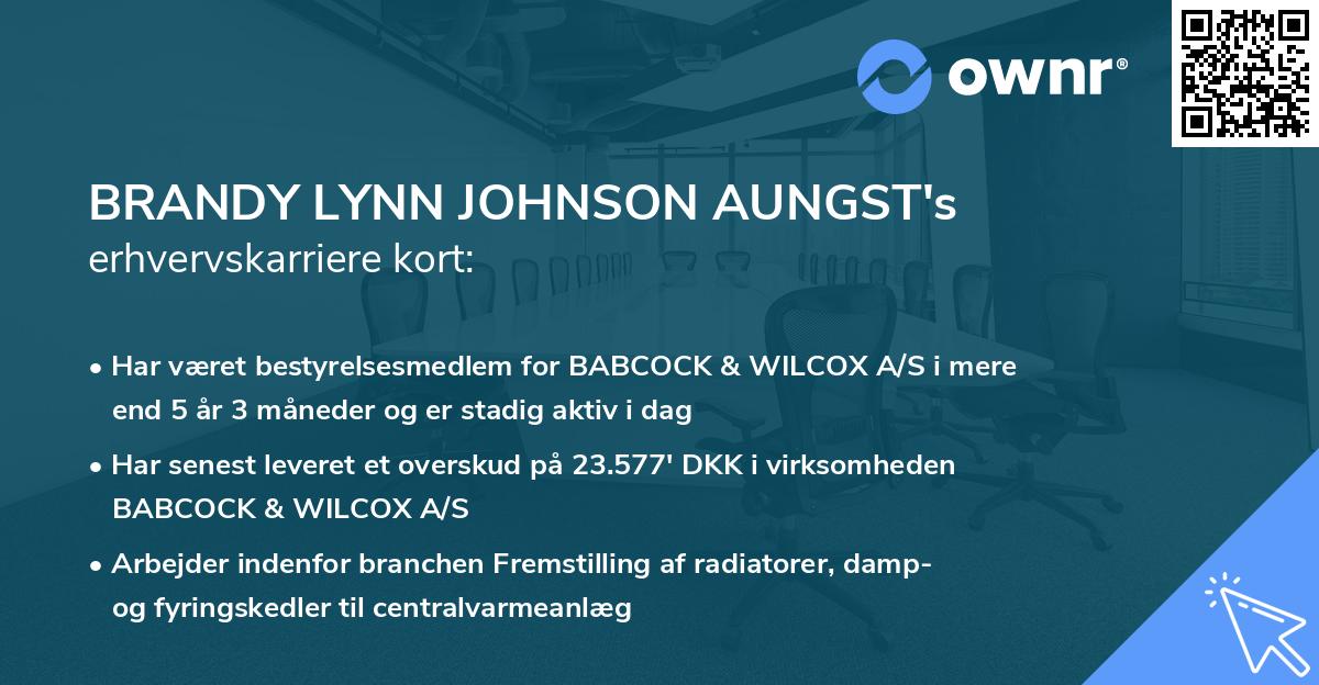 BRANDY LYNN JOHNSON AUNGST's erhvervskarriere kort