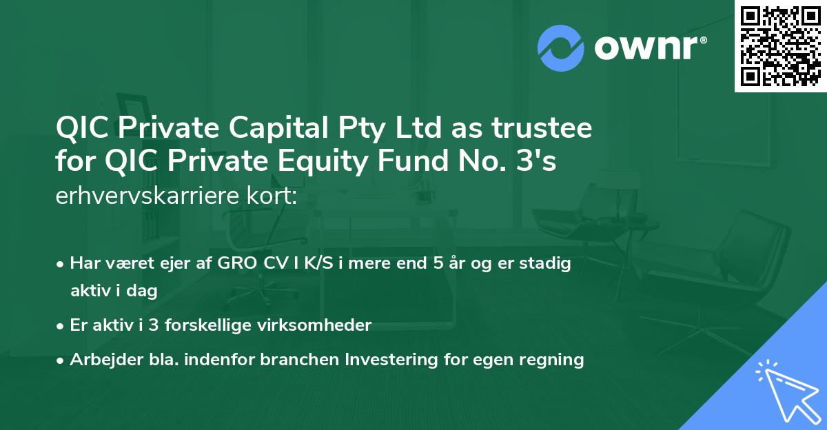 QIC Private Capital Pty Ltd as trustee for QIC Private Equity Fund No. 3's erhvervskarriere kort