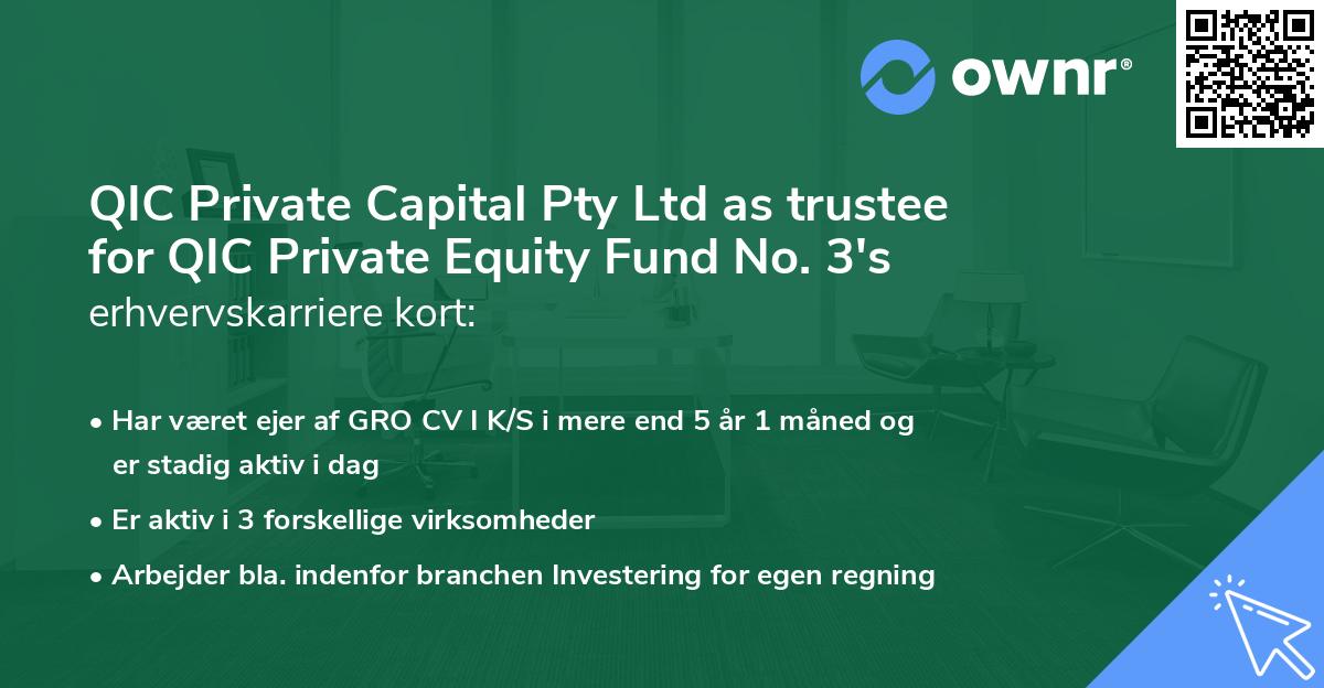 QIC Private Capital Pty Ltd as trustee for QIC Private Equity Fund No. 3's erhvervskarriere kort