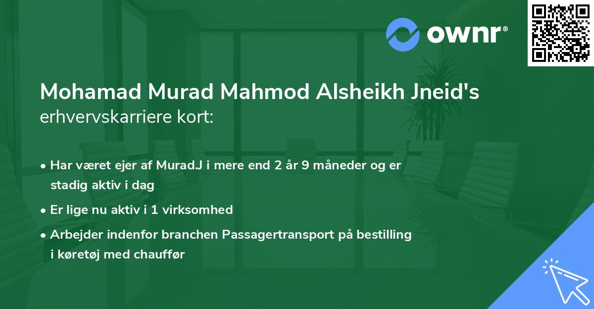Mohamad Murad Mahmod Alsheikh Jneid's erhvervskarriere kort