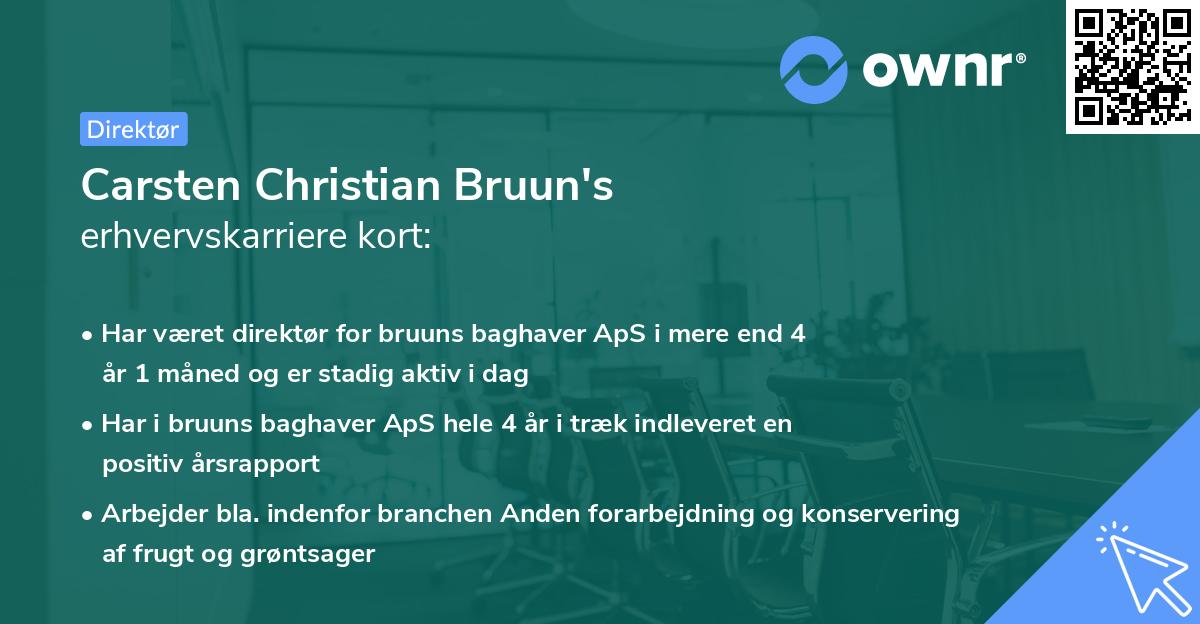 Carsten Christian Bruun's erhvervskarriere kort