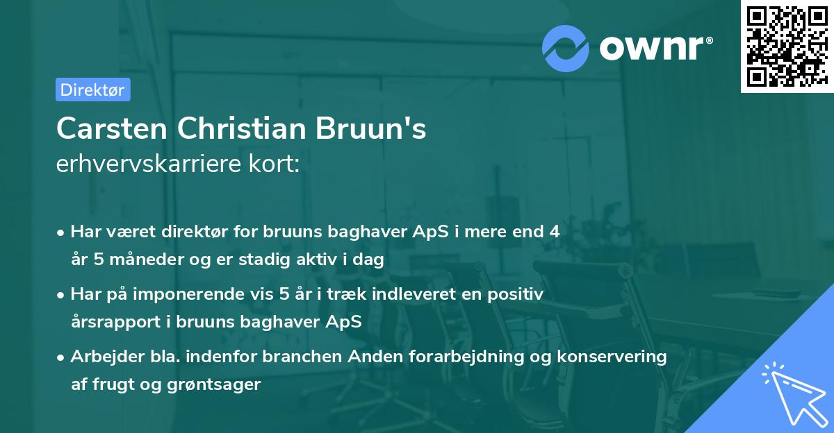 Carsten Christian Bruun's erhvervskarriere kort