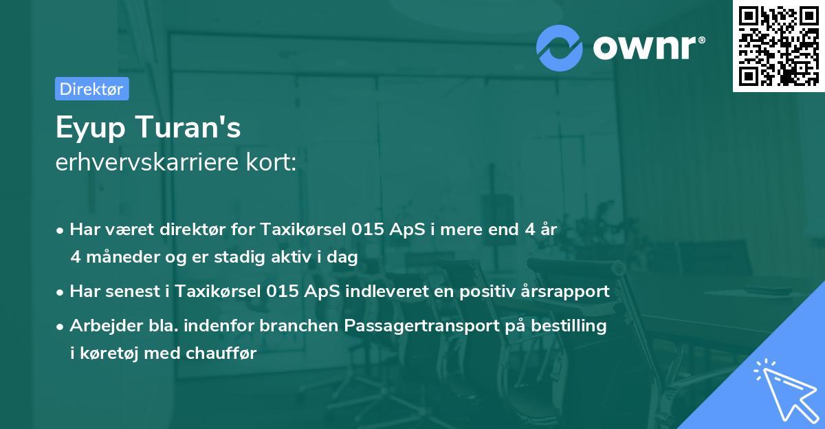 Eyup Turan's erhvervskarriere kort