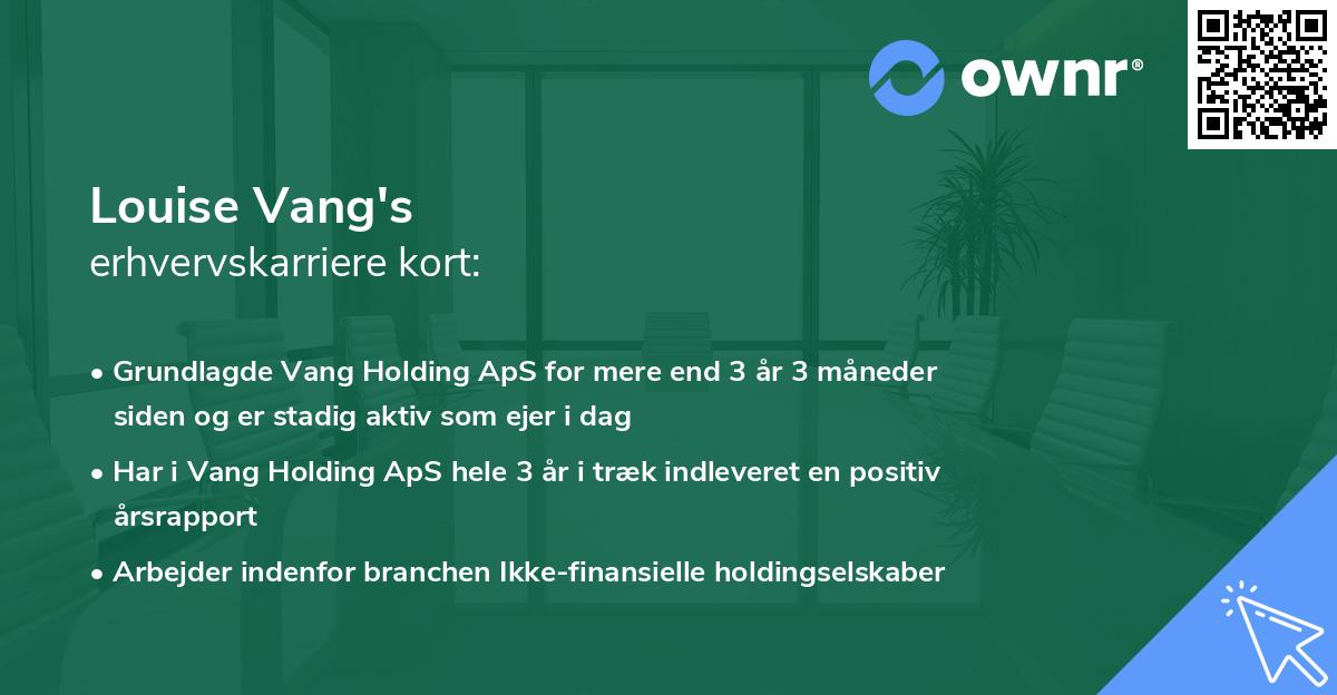 Louise Vang's erhvervskarriere kort