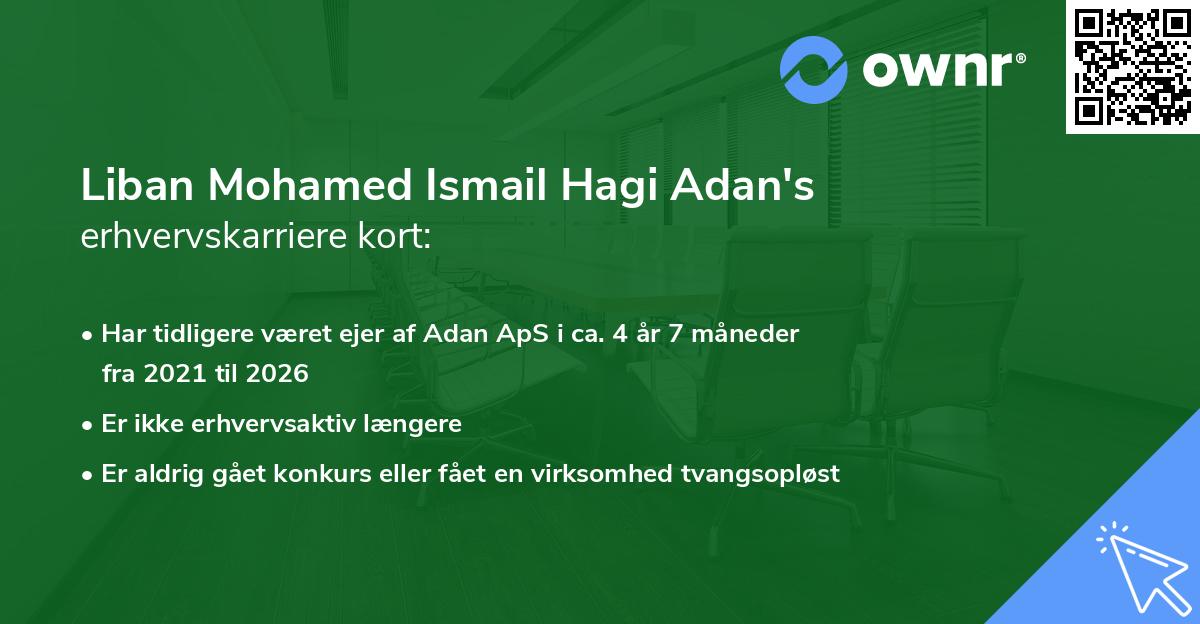 Liban Mohamed Ismail Hagi Adan's erhvervskarriere kort