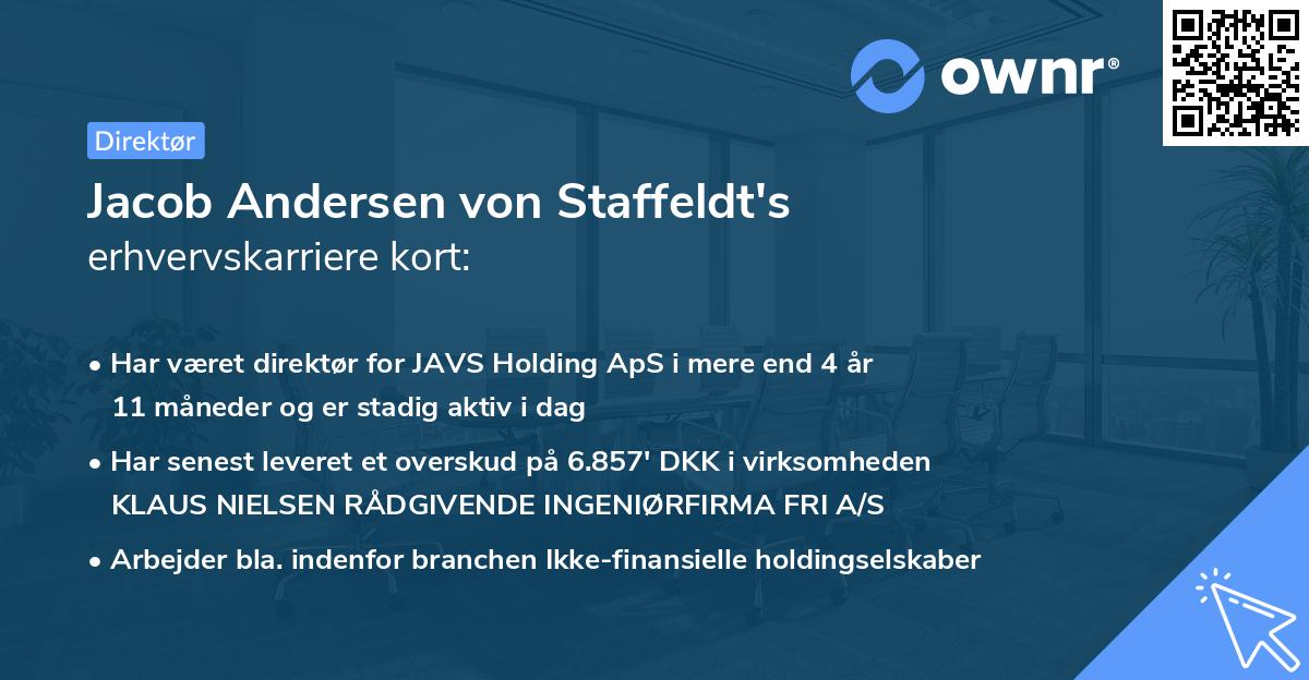 Jacob Andersen von Staffeldt's erhvervskarriere kort