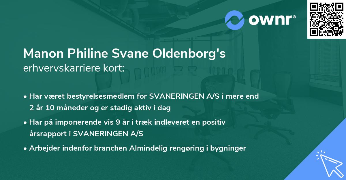 Manon Philine Svane Oldenborg's erhvervskarriere kort