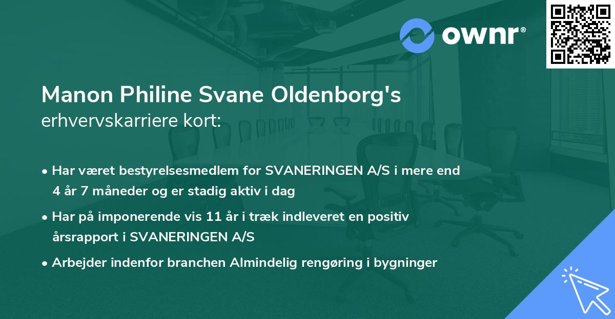 Manon Philine Svane Oldenborg's erhvervskarriere kort