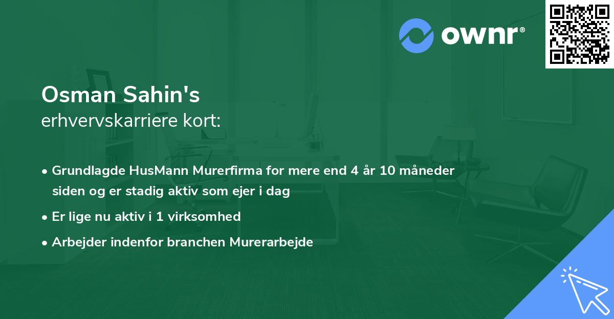Osman Sahin's erhvervskarriere kort