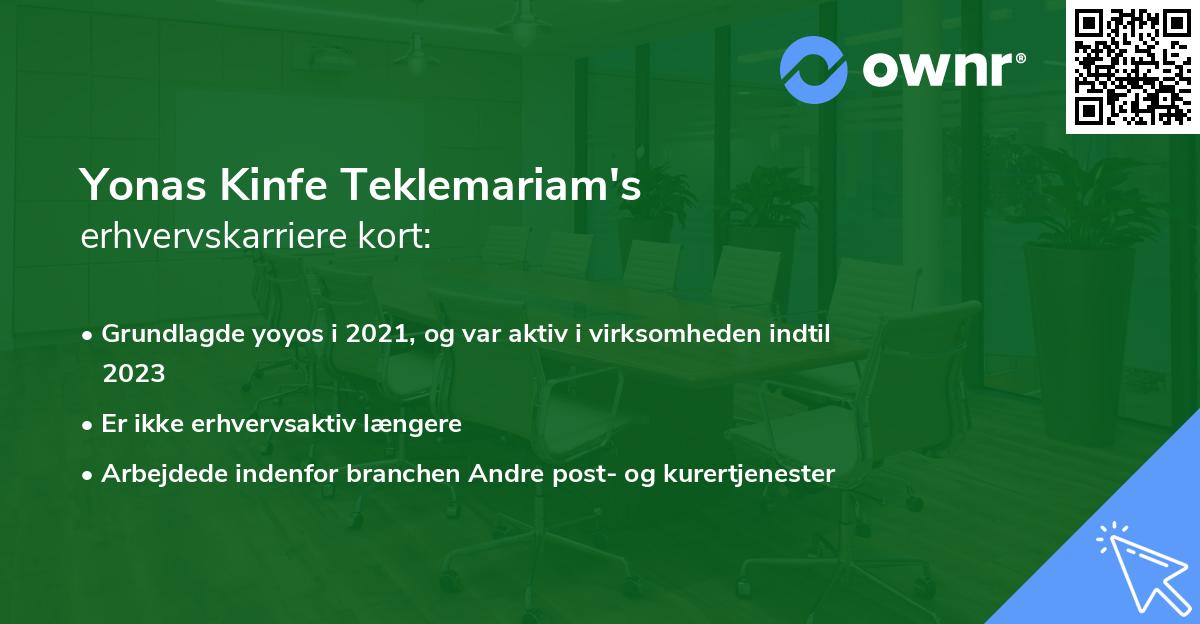 Yonas Kinfe Teklemariam's erhvervskarriere kort