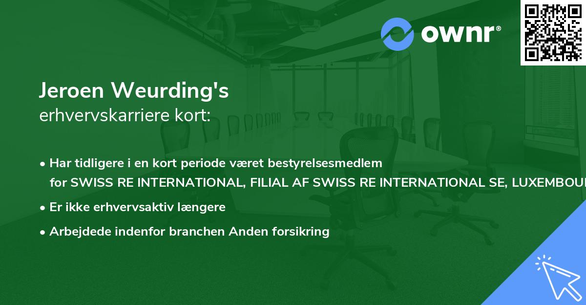 Jeroen Weurding's erhvervskarriere kort