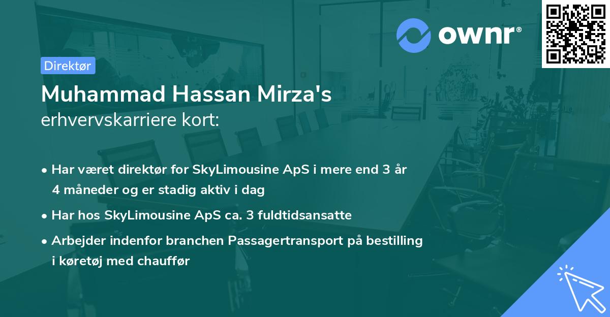 Muhammad Hassan Mirza's erhvervskarriere kort