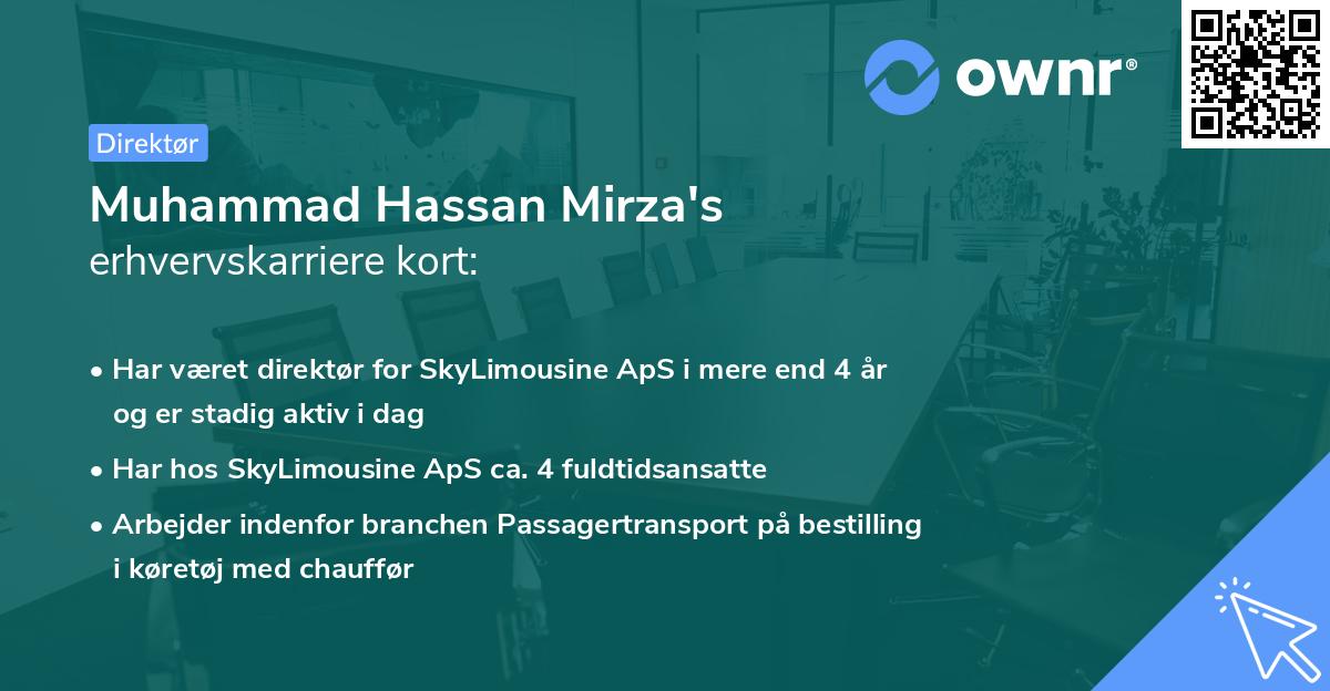 Muhammad Hassan Mirza's erhvervskarriere kort