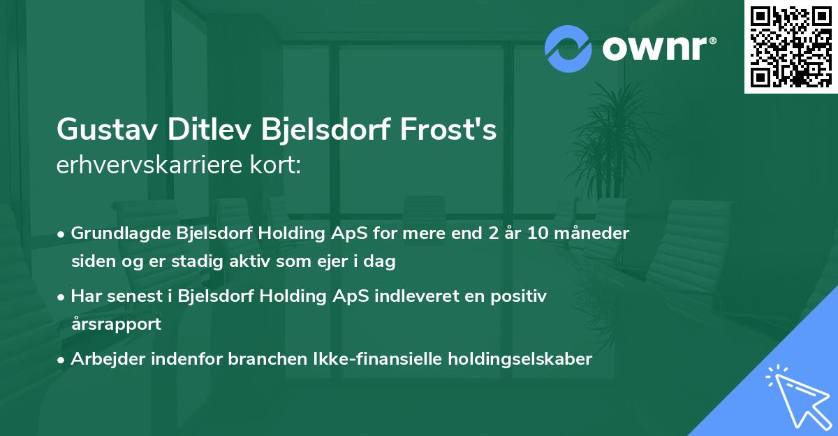 Gustav Ditlev Bjelsdorf Frost's erhvervskarriere kort