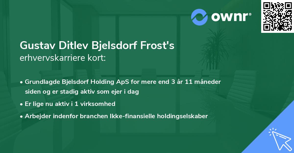 Gustav Ditlev Bjelsdorf Frost's erhvervskarriere kort