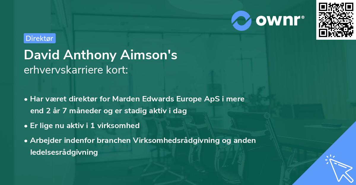 David Anthony Aimson's erhvervskarriere kort