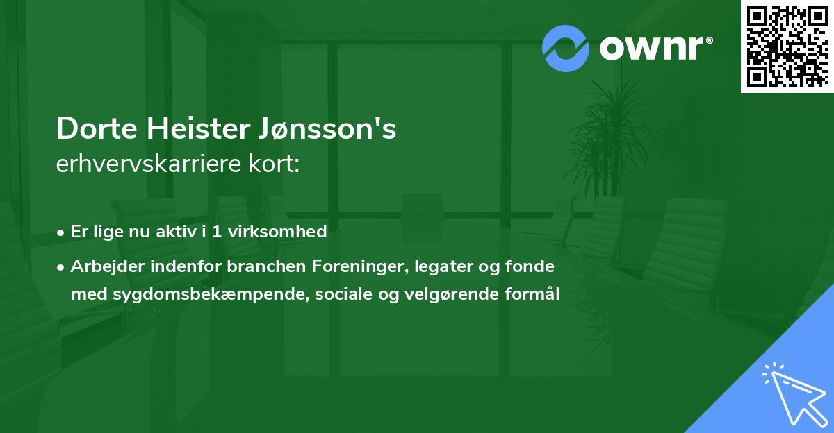 Dorte Heister Jønsson's erhvervskarriere kort