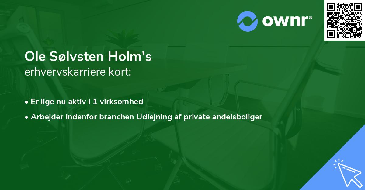 Ole Sølvsten Holm's erhvervskarriere kort